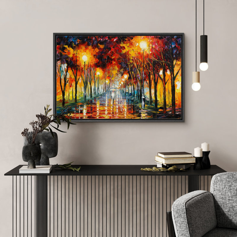 Impression de toile de paysage orange sur fond de feuilles de forêt d'automne orange pour le décor de chambre à coucher M04