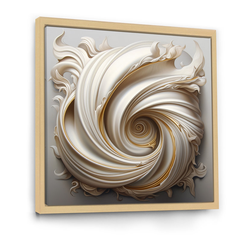 «Tender White Whirling Vision - Abstract Spirals», art mural, Cadre flottant érable, H 24 po x l 24 po x P 1 po