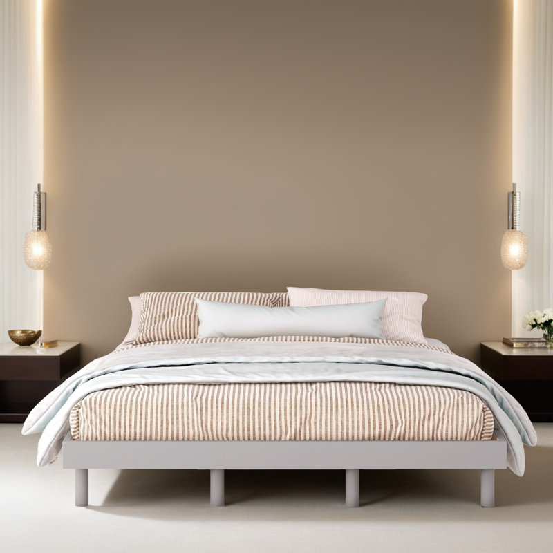 Floating Platform Bed Frame, Gray, Queen