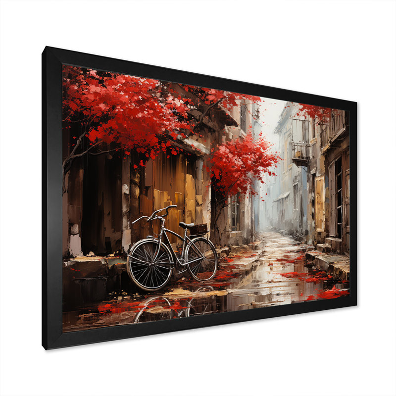 Crimson Ride Red Flowers I On Canvas Print, Black Framed, 16" H x 32" W x 1" D