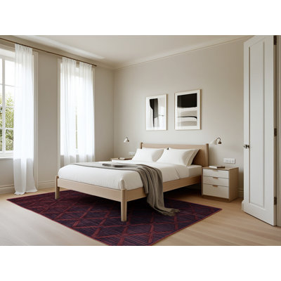 Machine Washable Trellis Red Area Rug