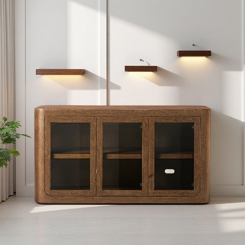 American Retro Design Display Cabinet, Brown