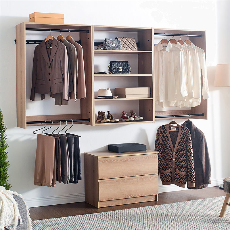 Devi Oak Wood Closet System, Oak