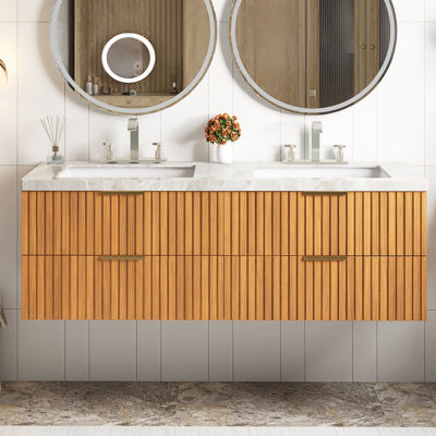 Ensemble de meuble-lavabo double 60 po avec comptoir 60 po