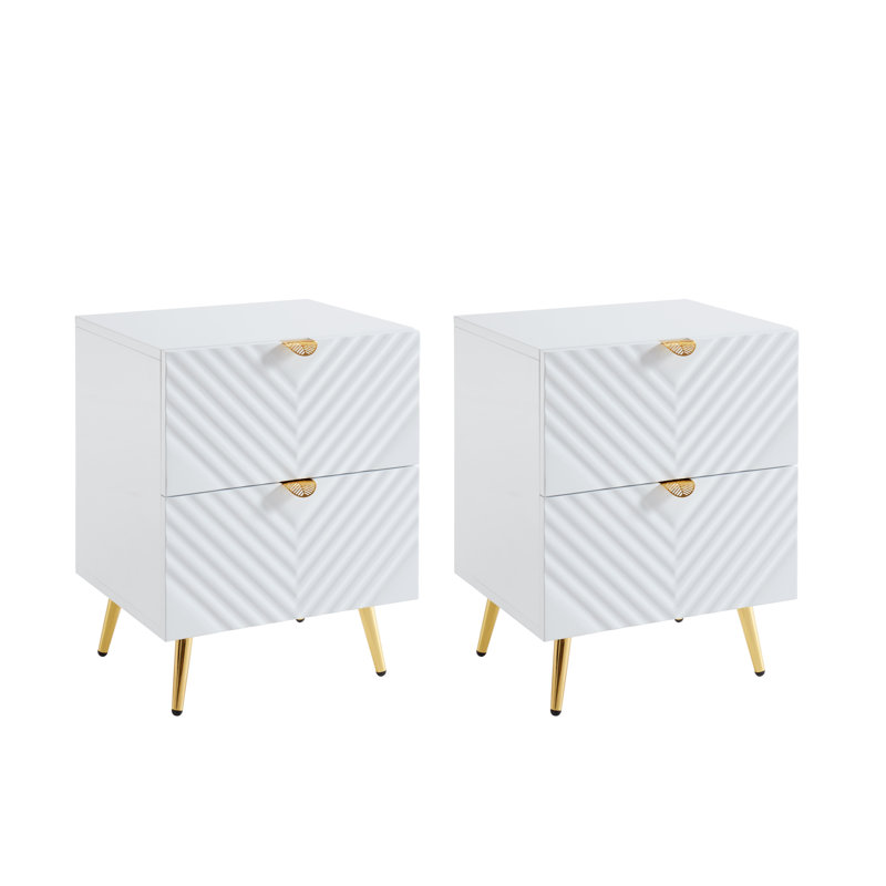 Table de chevet 2 tiroirs 25 po Dedrick, Blanc