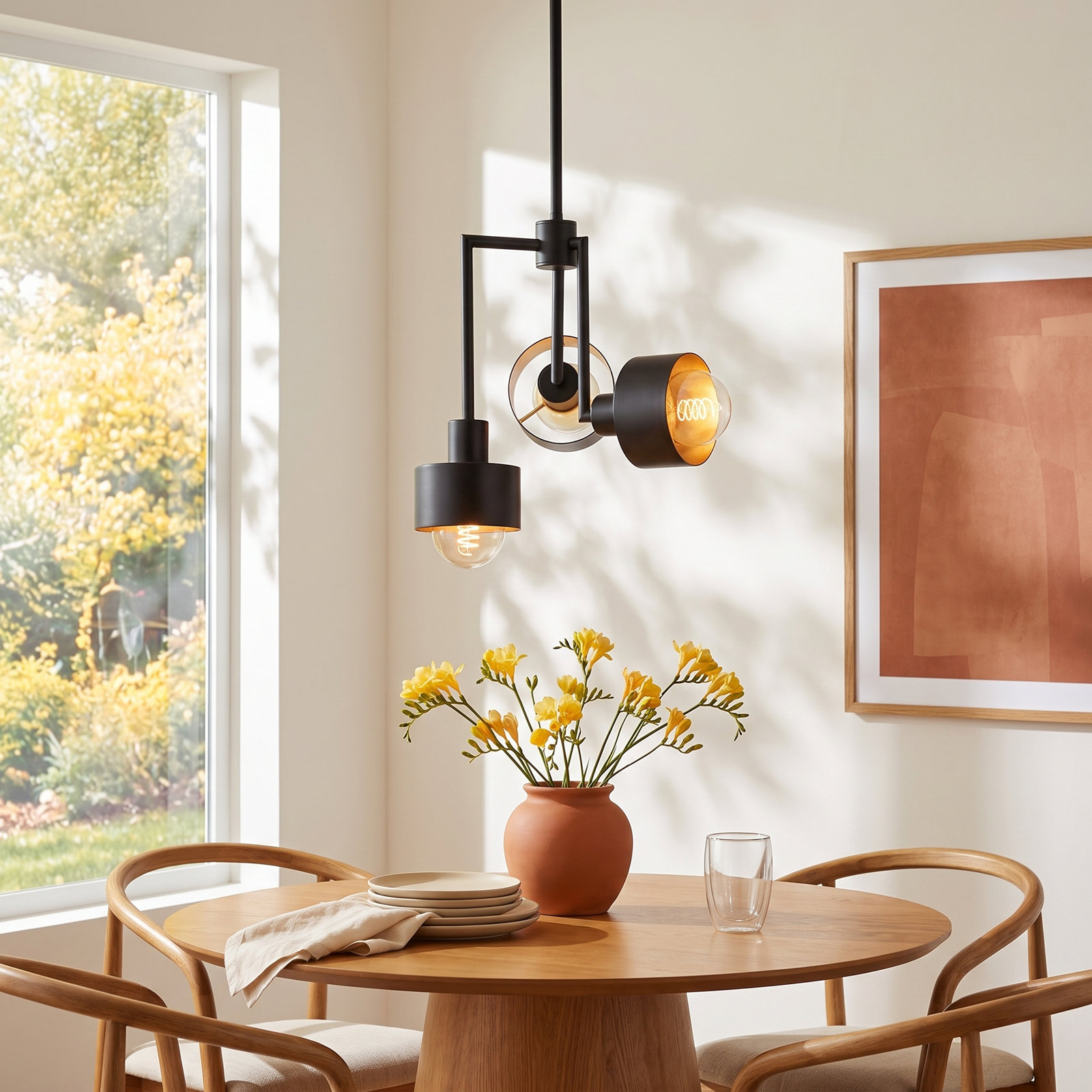 Sachi 3 Light Iron Dimmable Pendant