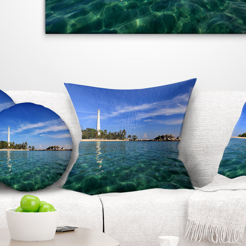 Coussin de seascape lengkuas island indonésie, 18 po x 18 po, Coussin décoratif