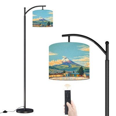 Arc Floor Lamp with Adjustable Lampshade Volcano Quito Ecuador Standing Lamp 3 Color Temperatures Dimmable Tall Pole Lamp with Foot Switch for Bedroom