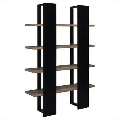 Mystrene Black and Walnut 4-Shelf Bookcase