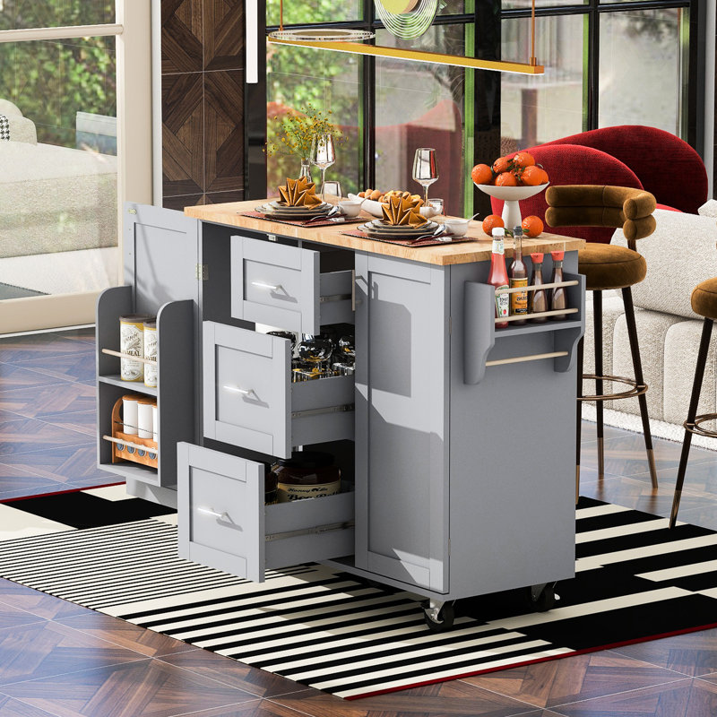 Grand poste de travail de cuisine avec rangement, bleu, pour répondre à vos besoins, Gray