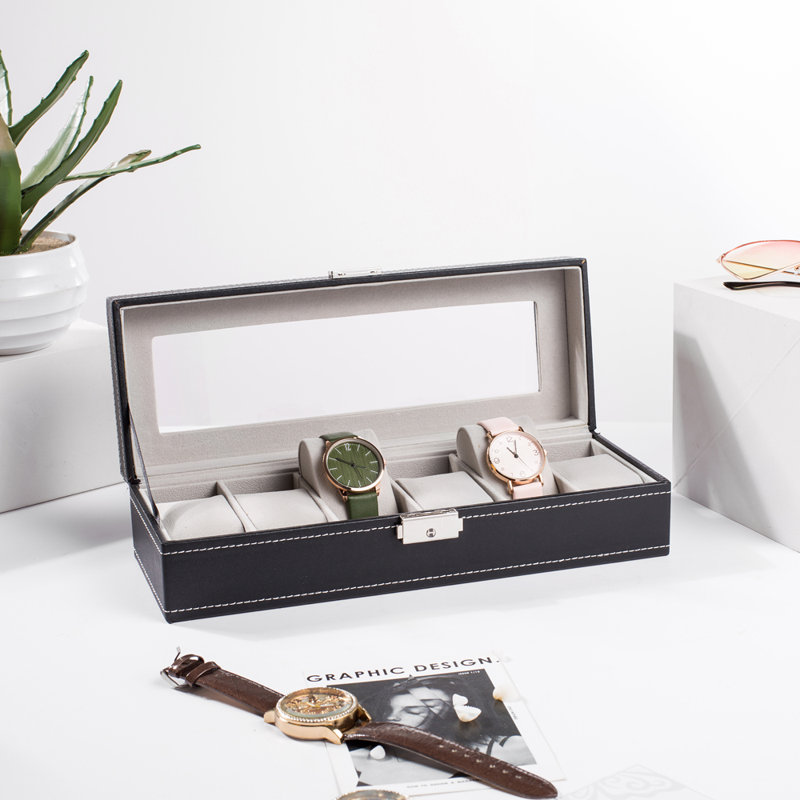 Boîte à montre à 6 fentes pour vitrine