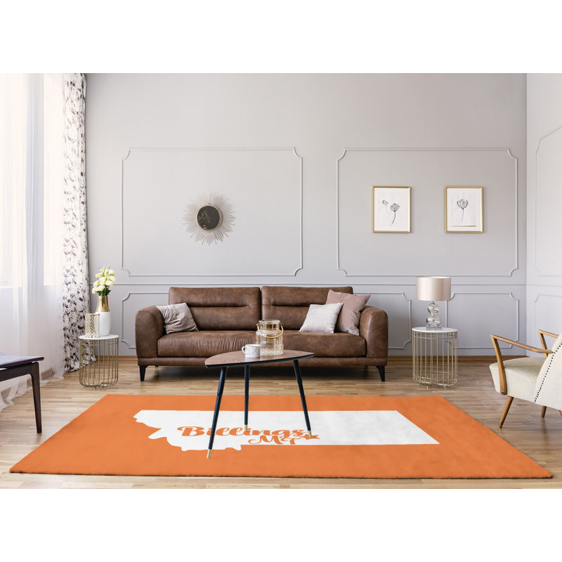Tapis zone orange en polyester billings montana, Rectangle 8 pi x 10 pi