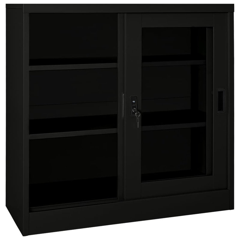 Sliding Door Cabinet 35.4" x 15.7" x 35.4" Steel, Black