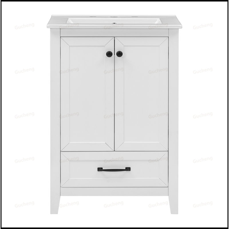 Petit meuble-lavabo en bois avec lavabo