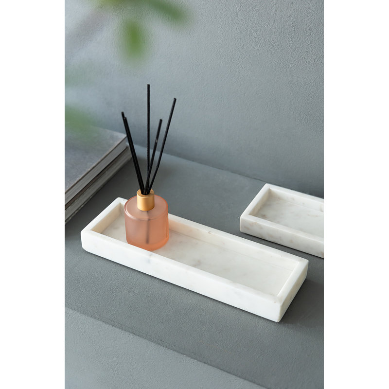 Joyelle Marble Tray - 12.5x4" - White