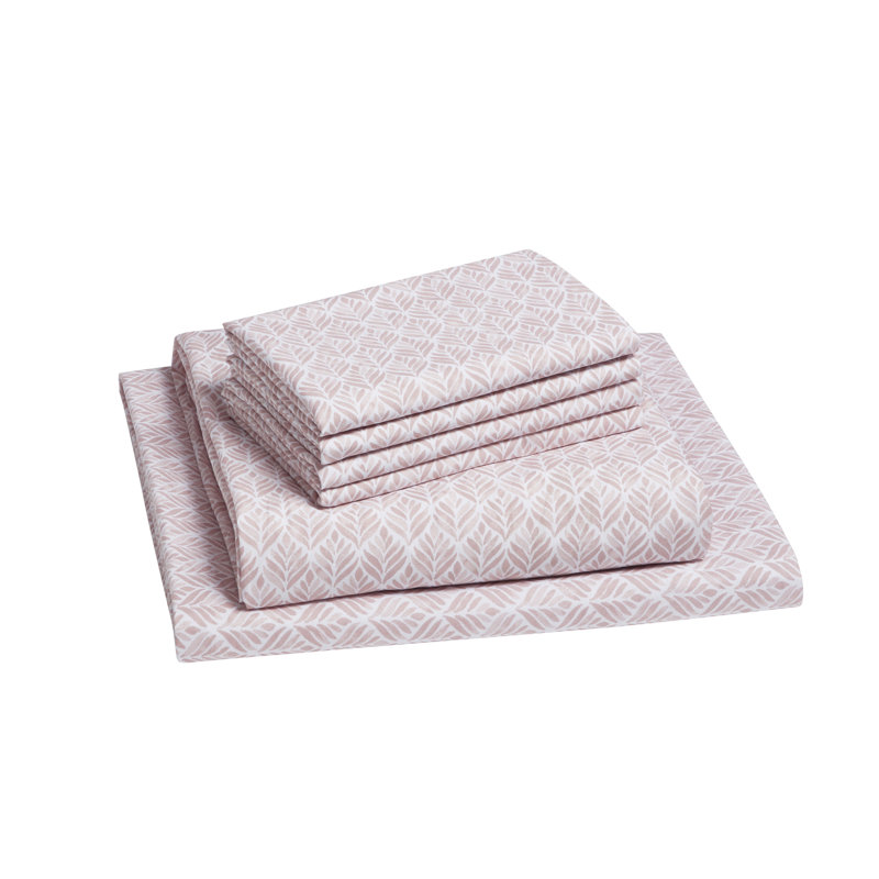 Verne 6-Piece Printed Microfiber Bed Sheet Set, King Sheet Set + 4 King Pillow Case