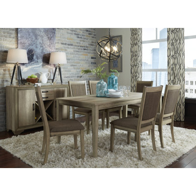 Eleora 4 Person Dining Set w/ Upholstered Chairs & 1 Server