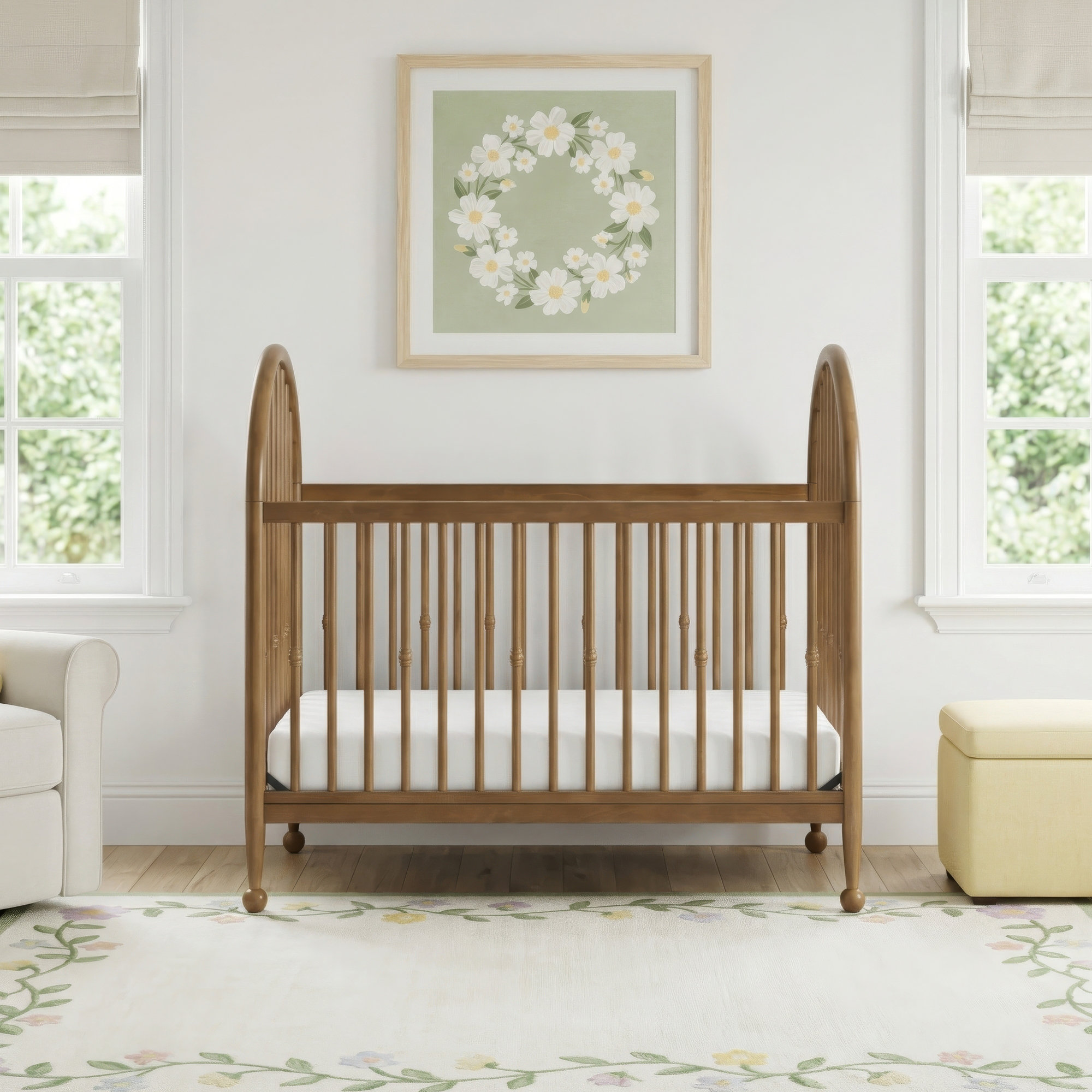 Greenguard Gold Certified 3 -in-1 Convertible Crib, Natural Walnut
