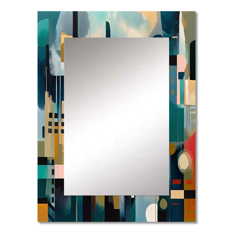 Green Abstracted Scenic Views II - Paysages, miroir mural unique, miroir moderne, impression d'art en métal, 32 po x 24 po