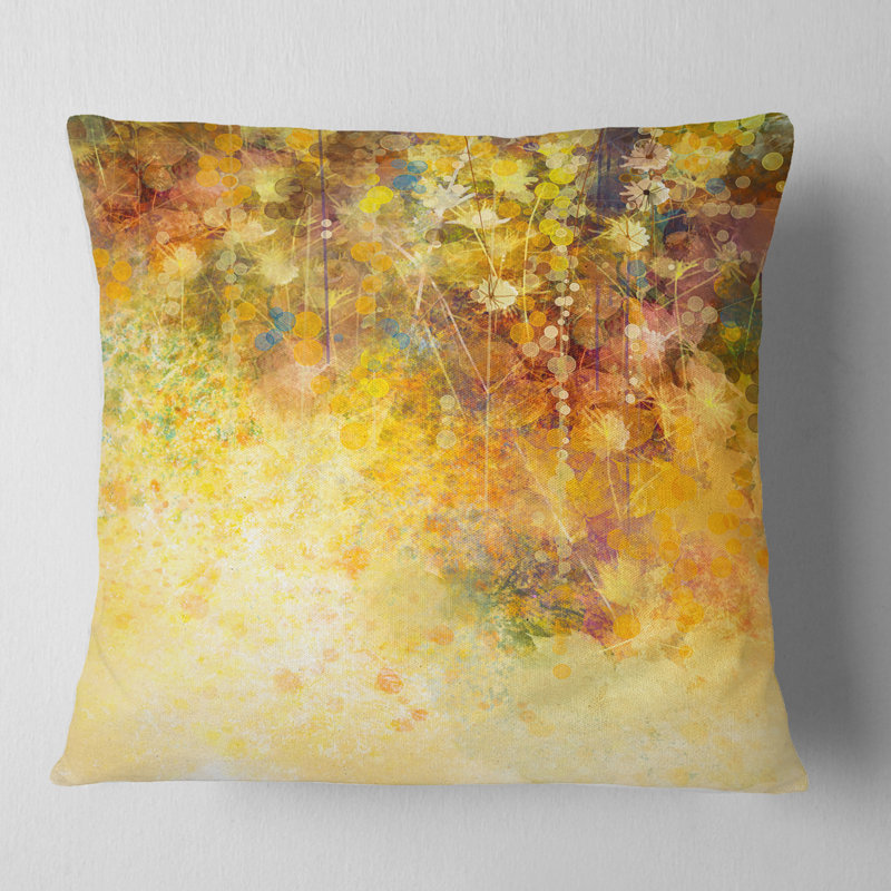 Fleurs blanches et feuilles de couleur douce - coussin à imprimé floral, 16 po x 1 po, Coussin décoratif