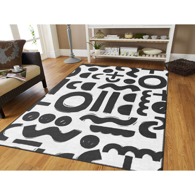 Non-Slip Area Rug, 100% Polyester, 47.2 x 70.9 inches | Raschel Knitting, Pile Height: 0.4 inches | Woven Carpet with Felt Dot Underside, Machine Washable | Stylish Digital Print Design for Home Decor