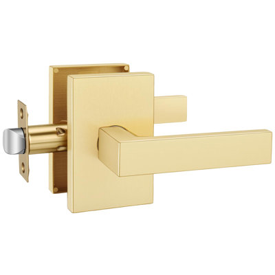 Passage Door Levers, Heavy Duty Zinc Alloy Gold Interior Door Levers for Hallway and Closet (1 Pack)