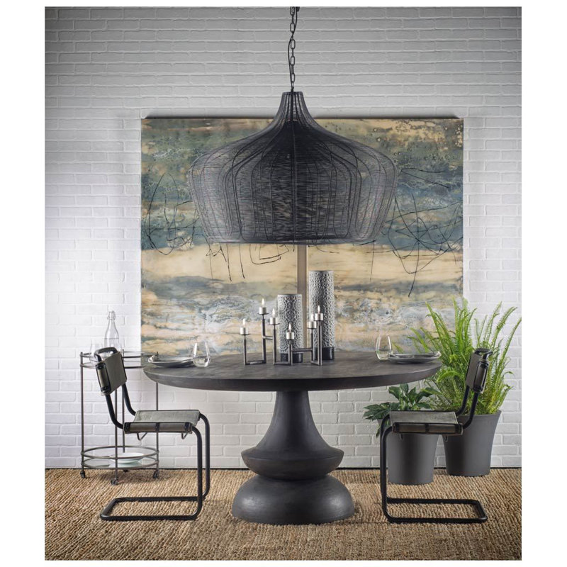 Ab Round Solid Wood Dining Table, Charcoal