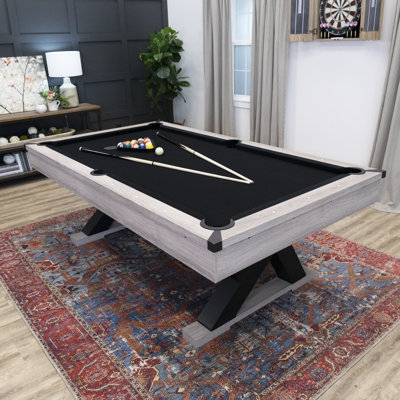 American Legend Kirkwood 90” Billiard Table with Rustic Finish, K-Shaped Legs and Black Cloth
