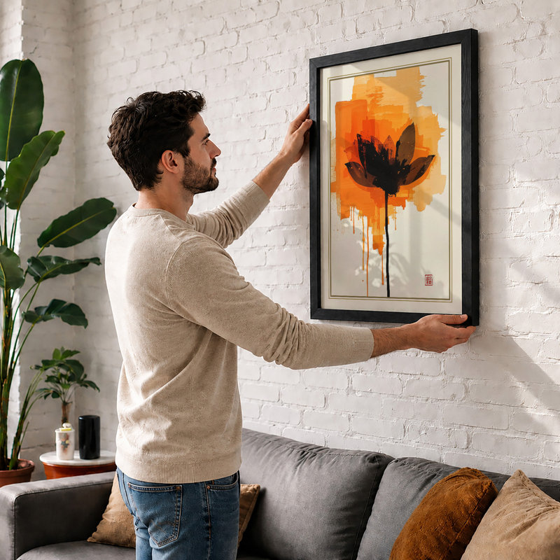 Amber Bloom Botanical - Framed Print, A4 - 29.7 x 21.0 cm, White