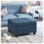 Repose-pieds de rangement capitonné en tissu bleu marine avec beaucoup d'espace de rangement - Mobilier de salon moderne avec pieds en bois de bouleau
