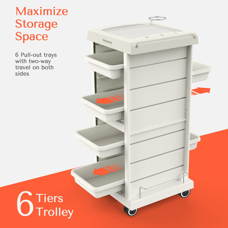 Megett Multifunctional Trolley Utility Cart for Salon Station, White