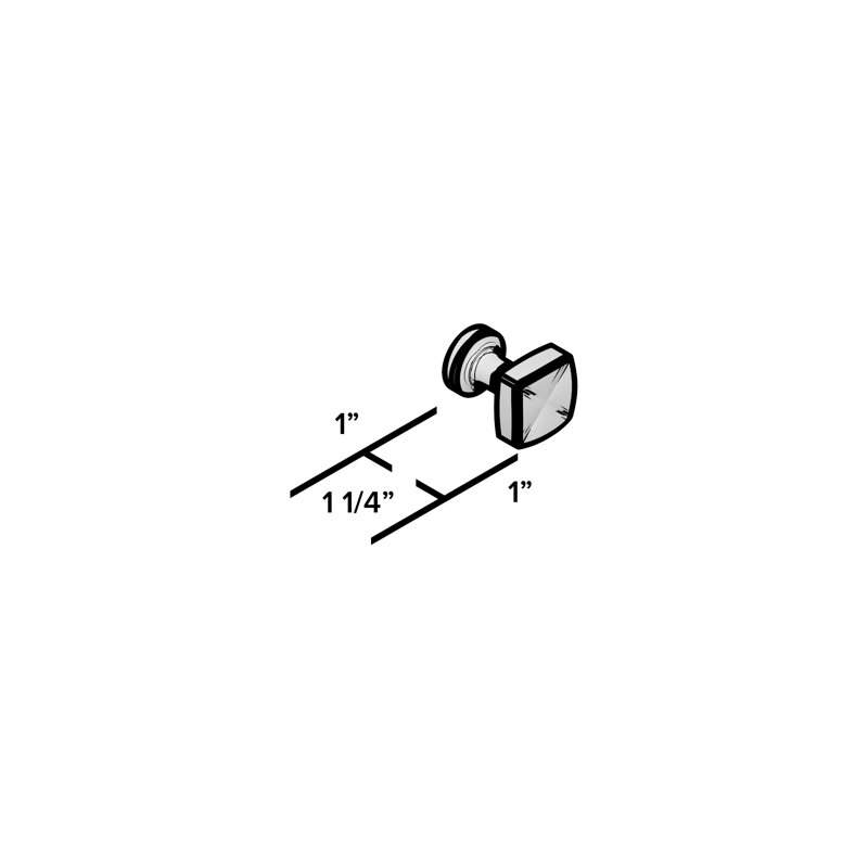 15/16" Length Square Knob, Vibrant Polished Nickel