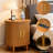 19.69'' W Wooden Nightstand With Storage Cabinet, Oval End Table With Adjustable Shelf And Charging Station(Yellow Walnut)-474757671-474757670