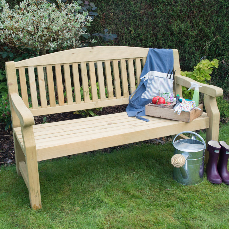Solid Wood Pine Outdoor Bench, 96cm H x 152cm W x 68cm D