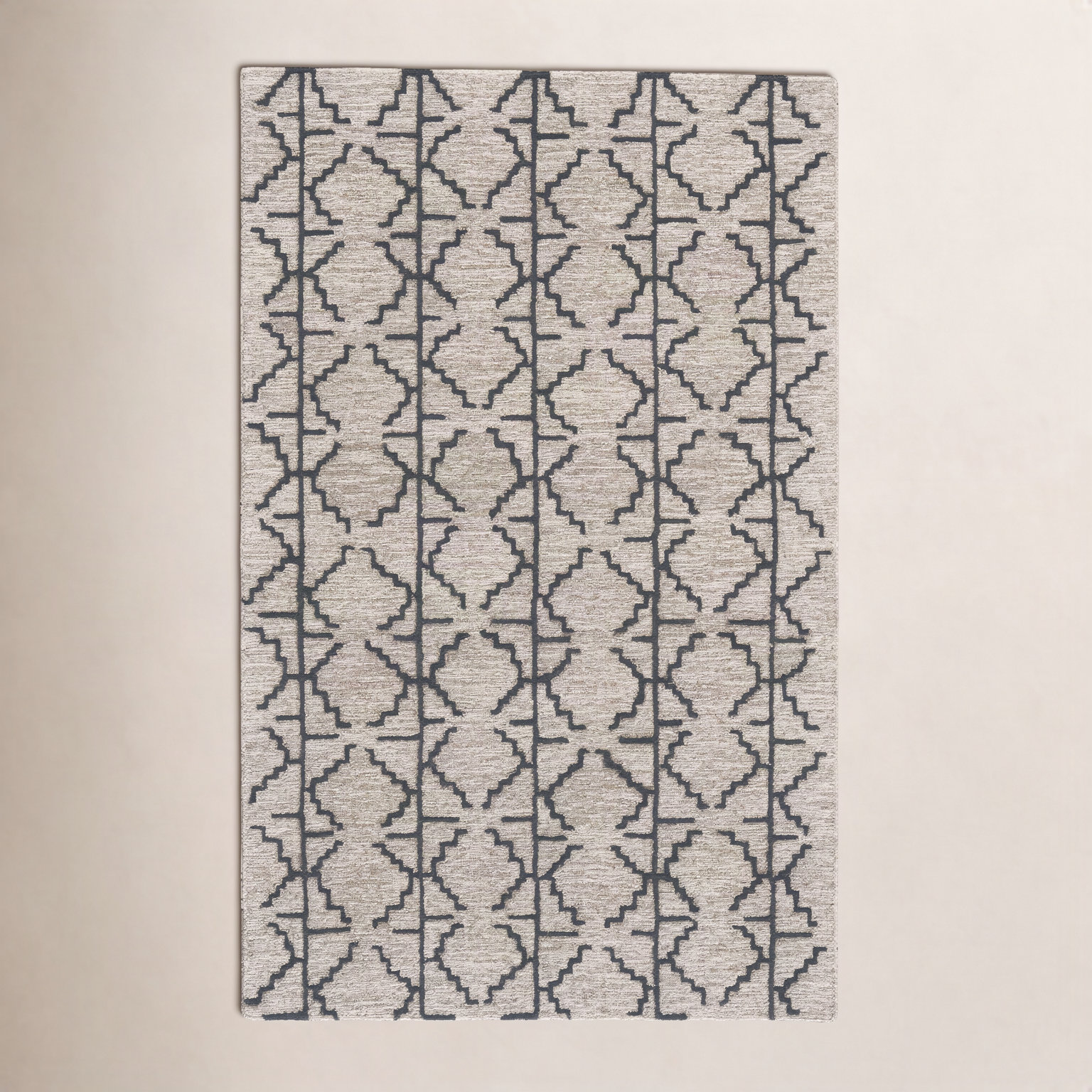 Carlette Hand-Tufted Geometric Wool Rug, Rectangle 3'6" x 5'6"