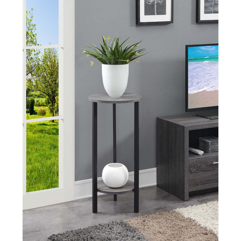 Support à plantes rond Migues, Gris patiné / noir, H 31,5 po x L 15 po x l 15 po