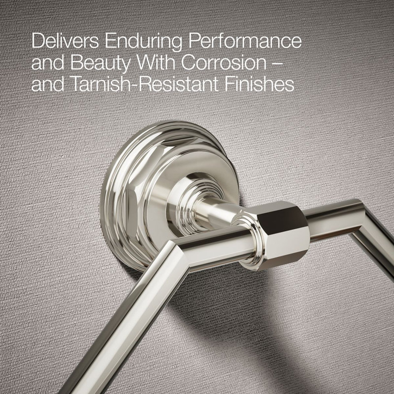 Pinstripe Wall Mounted Towel Ring, Vibrant Polished Nickel