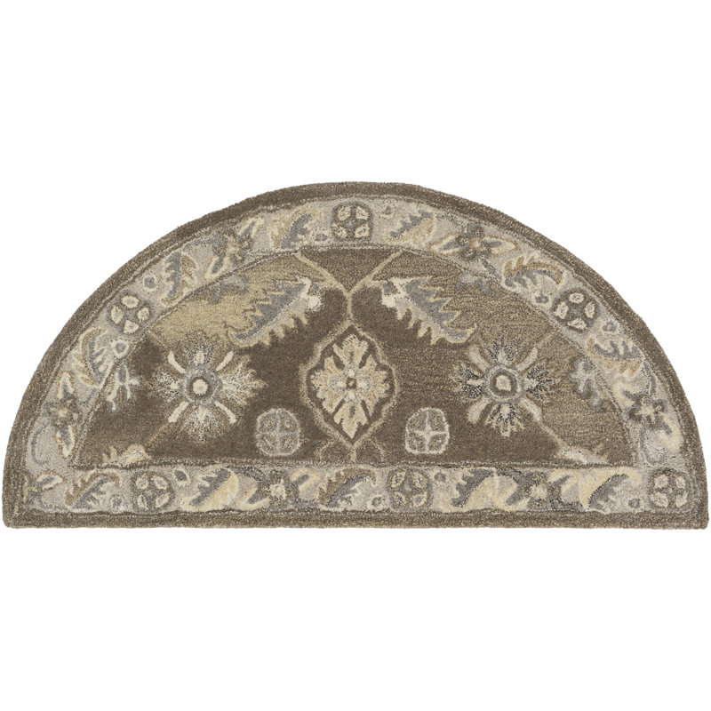 Tapis brun foncé / gris anthracite Soho, Demi-cercle : 2 pi x 4 pi