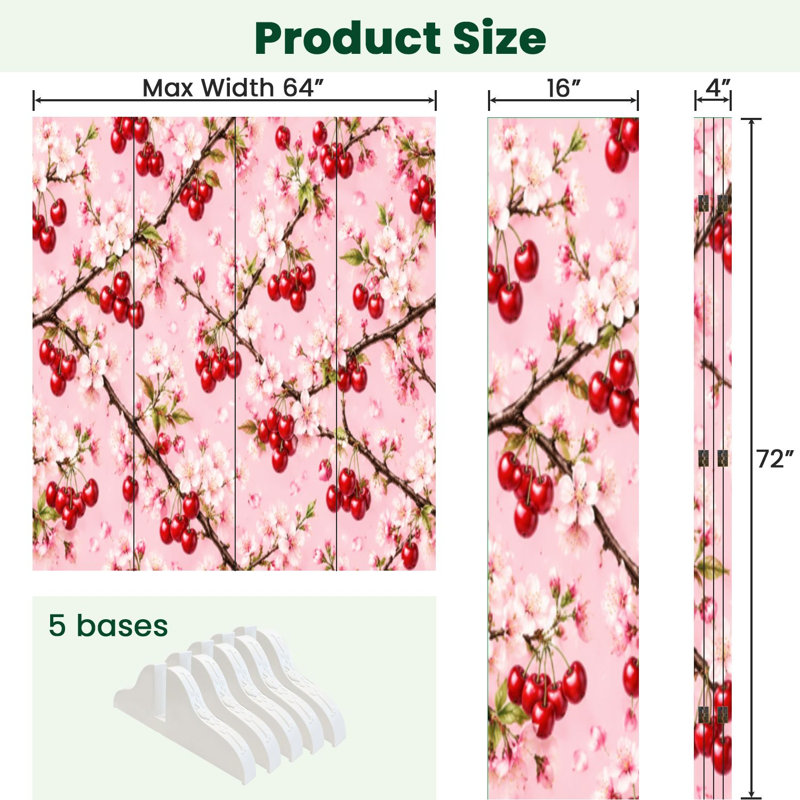 Cloison pliante 4 panneaux paravent Royal Cherry Blossom, null, null