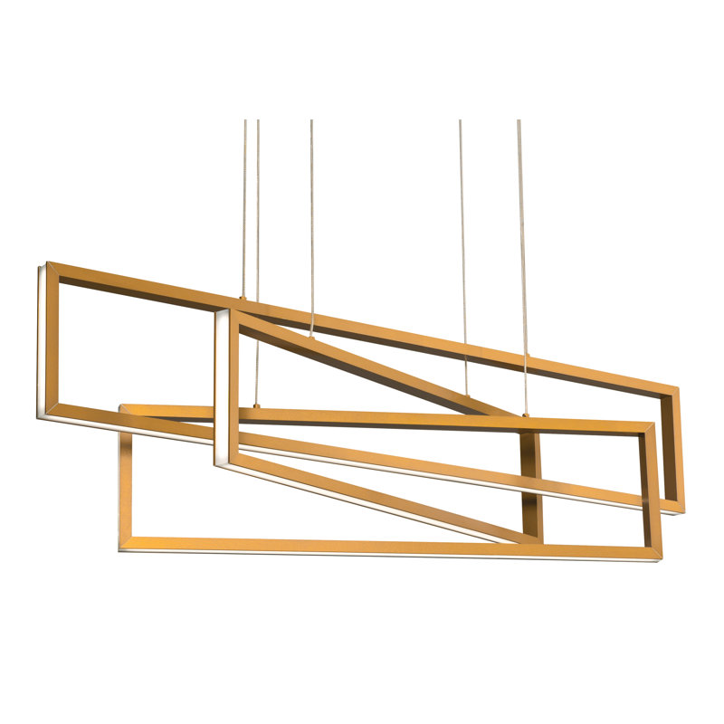 Luminaire suspendu rectangulaire unique à 1 lumière DEL Aion, Doré