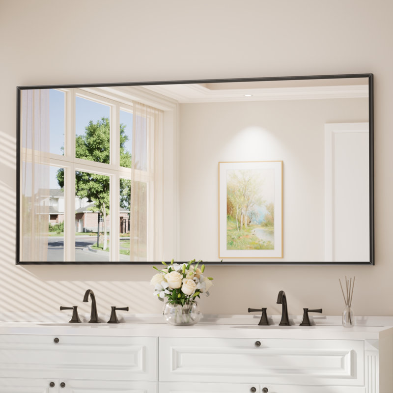 Aluminium Mirror, Matte Black, Rectangle, 182.9cm x 91.4cm