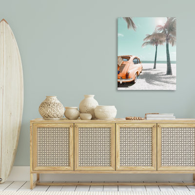 «Orange Car on Beach», art mural sur toile par Noah Bay