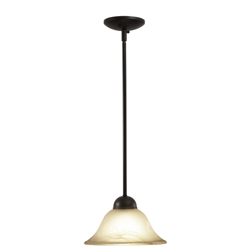 Luminaire suspendu en forme de cloche à 1 lumière Offerman, Bronze bruni huilé