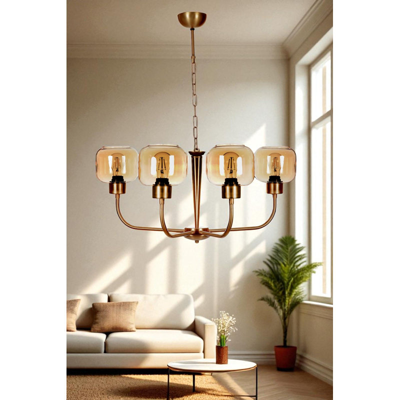 Lustre, 4 étages, Quatre lumières, Miel / or