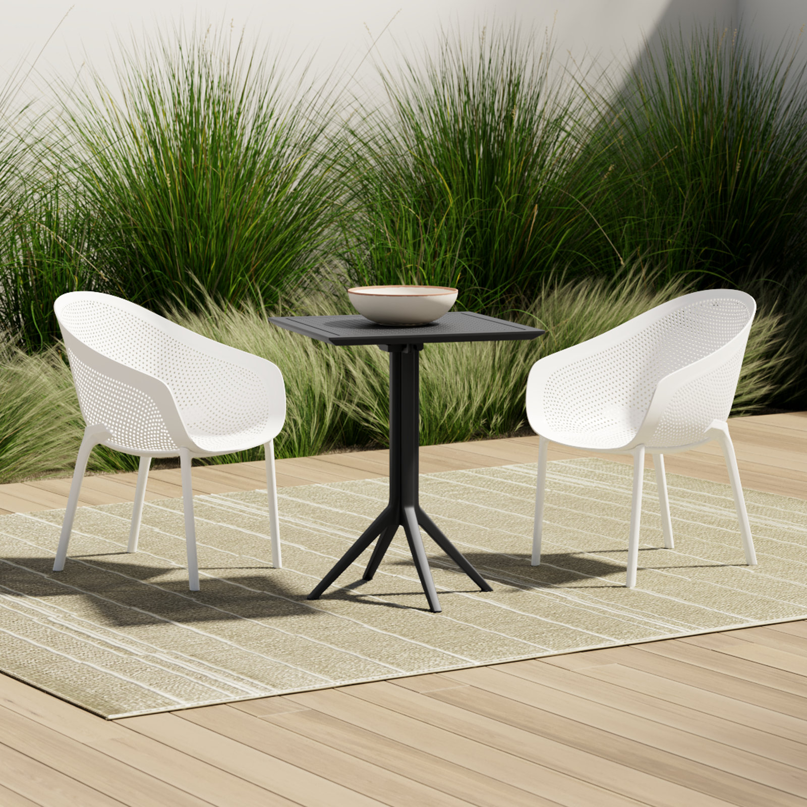 Farrah 30" Patio Dining Table, Black, 29.5" H x 23.6" W x 23.6" D, Yes