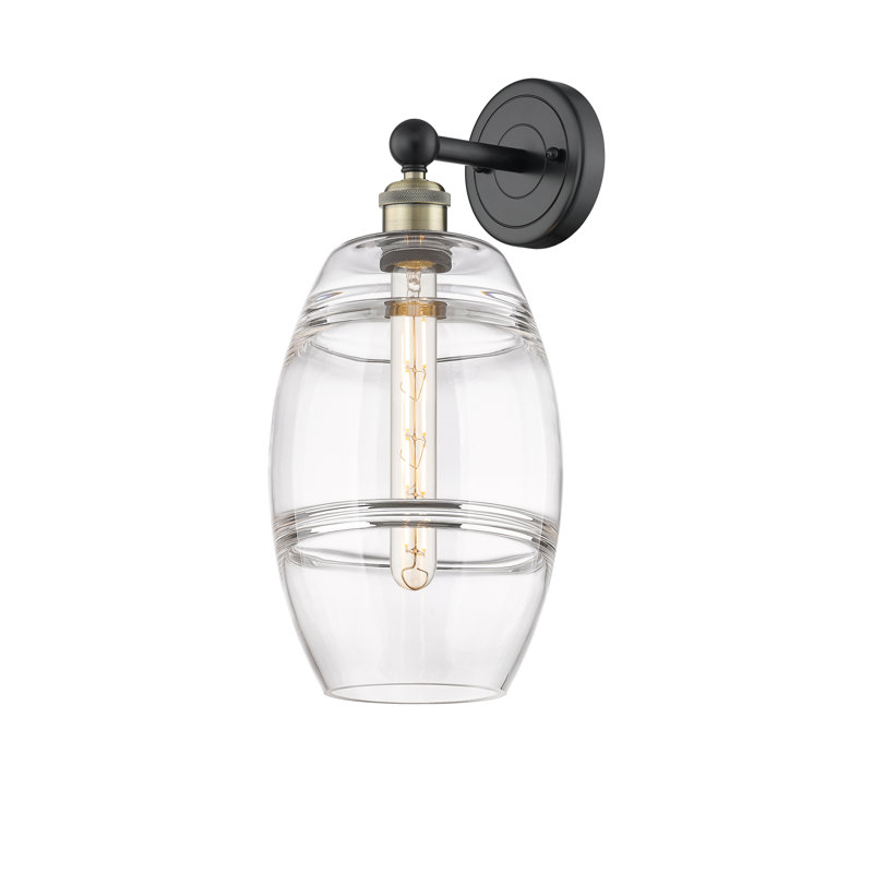Applique murale en acier Bettylou, Transparent, H 12,13 po x l 8 po x P 8,5 po, Laiton antique noir