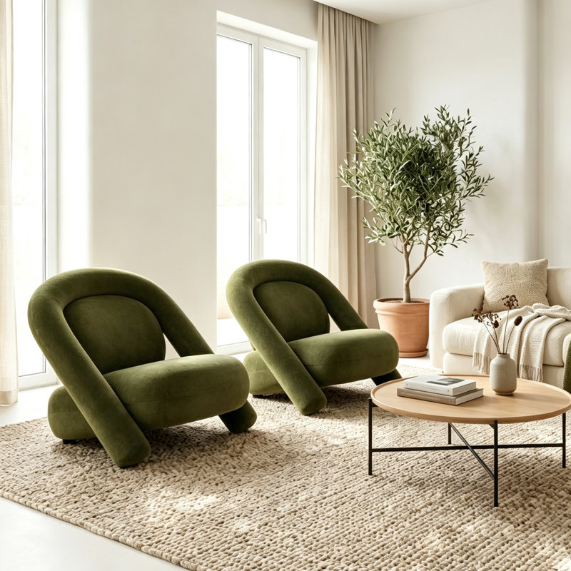 Chaise d'appoint moderne en velours sans accoudoirs 30 po avec mousse haute densité, Green