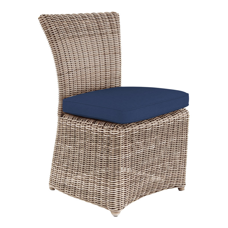 Sag Harbor Patio Dining Side Chair with Cushion (Set of 2), Navy 6439, Sag Harbor Oyster