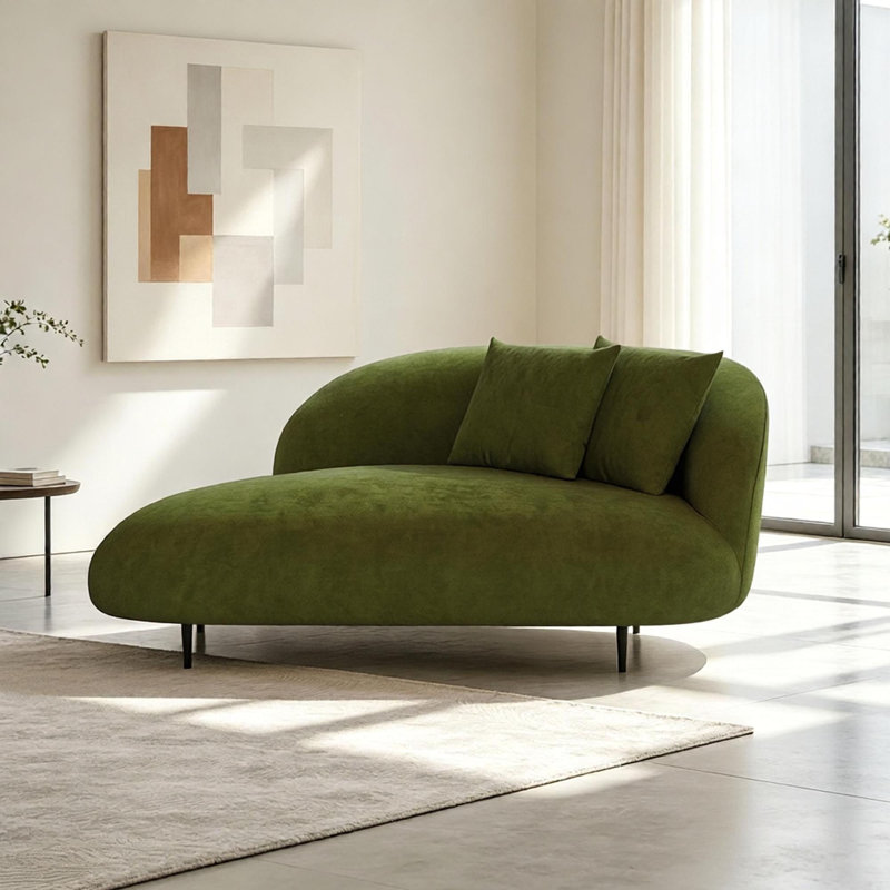 Chaise longue de loisir simple et luxueuse, Right Hand Facing, Green