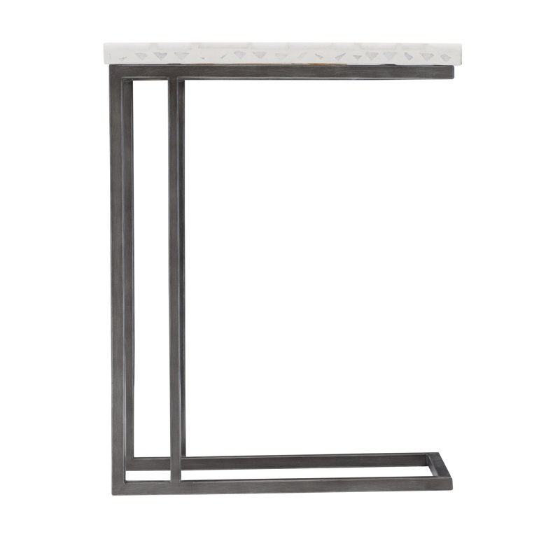 Gray Terrazzo Top Rectangular Side Table with Stainless Steel Base